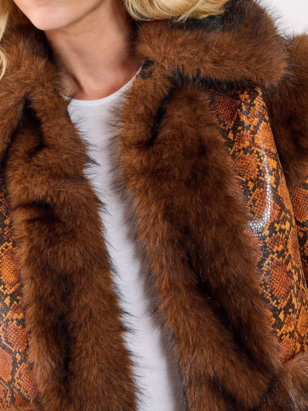 Women's Contrast Plaid Fuzzy Long Coat