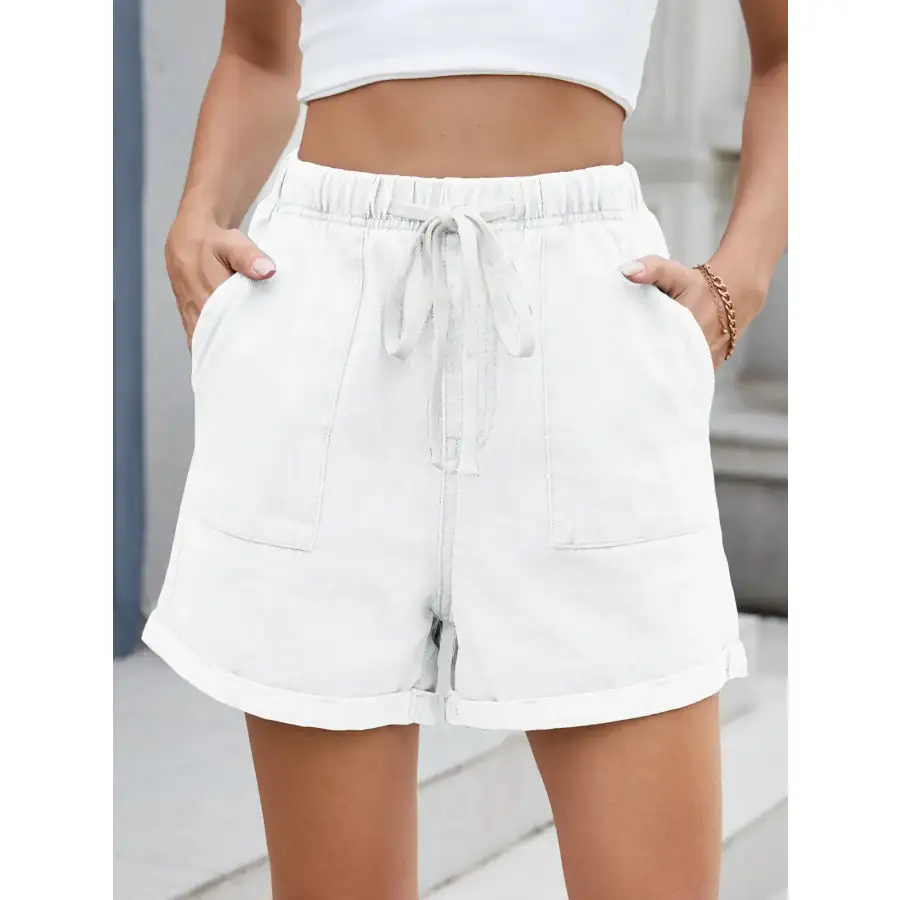 Drawstring Wash Denim Shorts