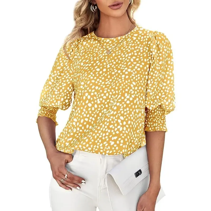 Women's Polka Dot 3/4 Sleeve Blouse