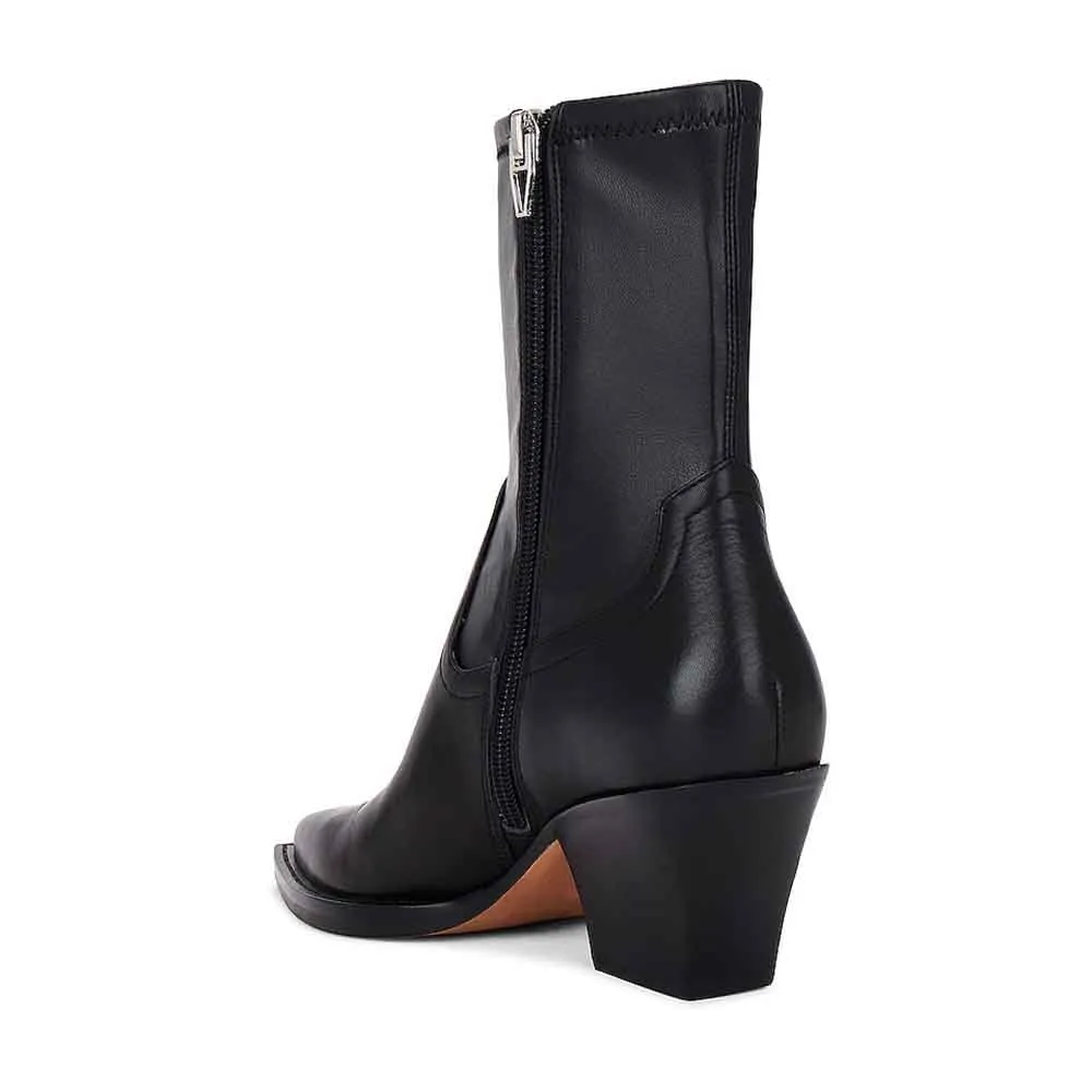 Faux-Leather Side-Zip Zip-Up Pointed-Toe Ankle Boots