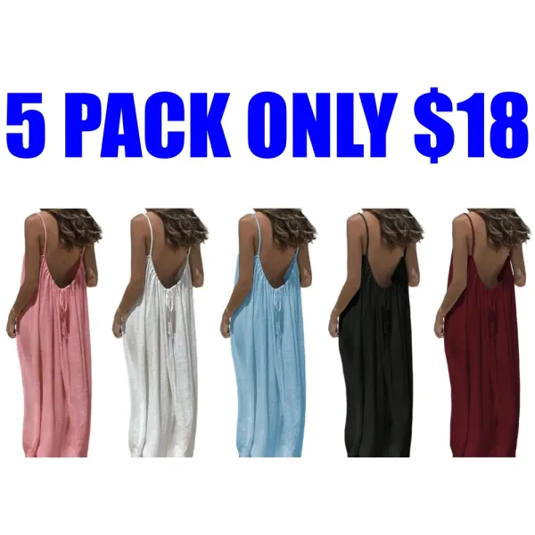 🔥Women's Cotton Linen Backless Loose Dress🔥10-Pack - All Colors Included, Only $24