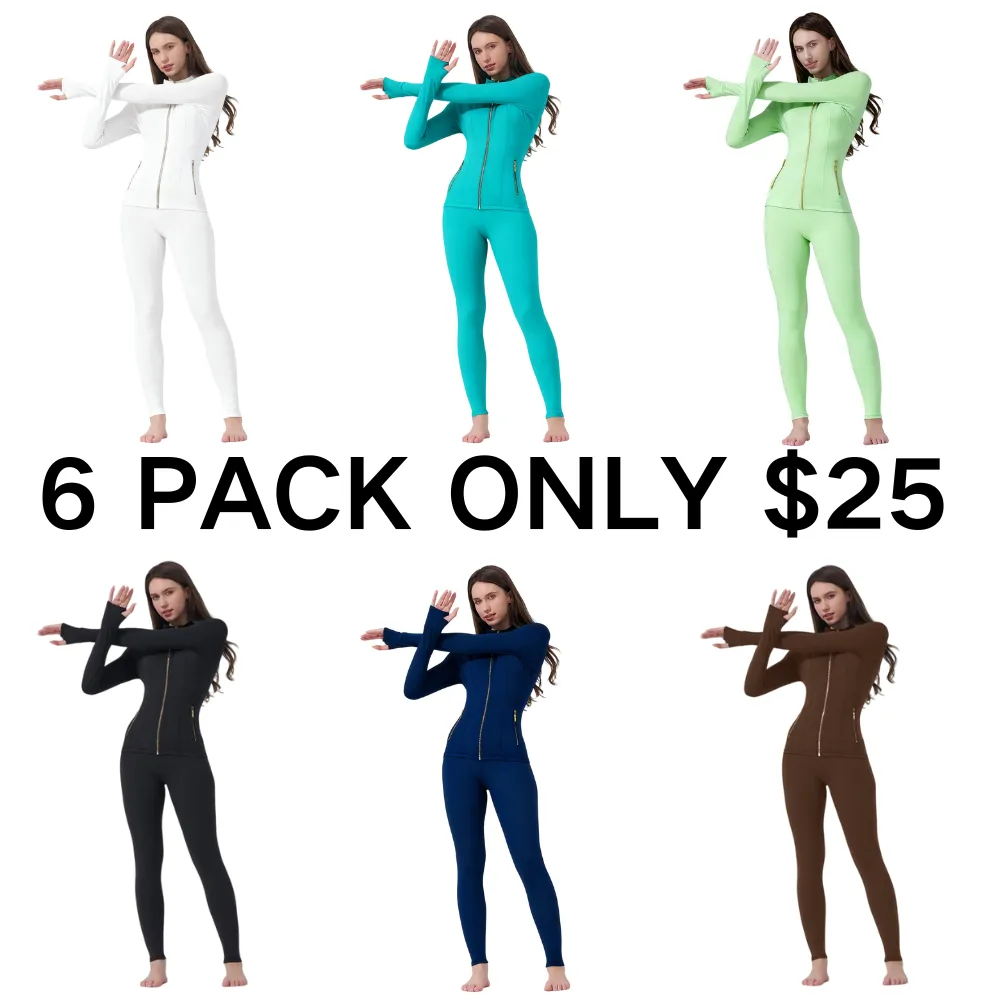 Women's Sporty Tracksuit Set , Golden Zipper Jacket with Pockets & Yoga Pants