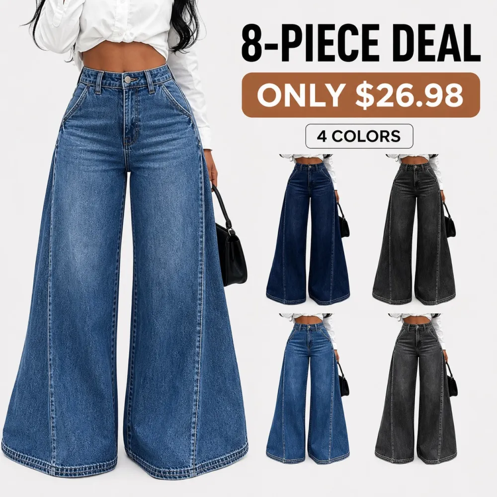Women's High Waist Flare Wide Leg Jeans