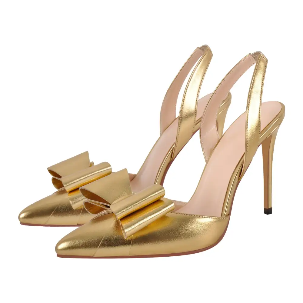 Modern Bow Accent Pointed Toe Stiletto Slingback Pumps