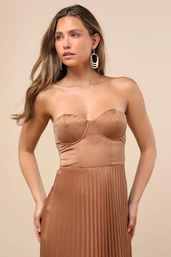 Irelyn White Satin Bustier Midi Dress