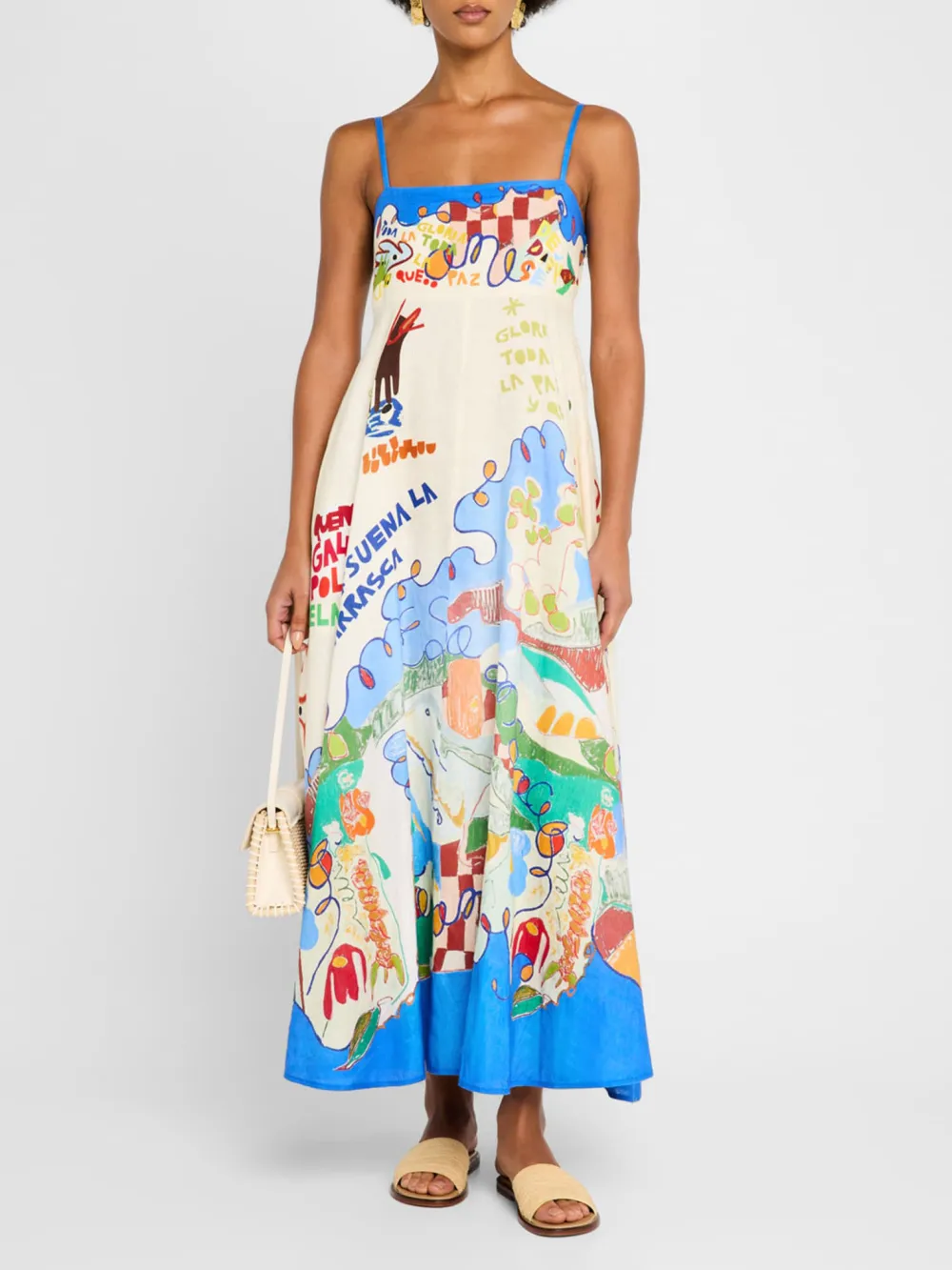 Art Island Floral Print Flared Midi Dress