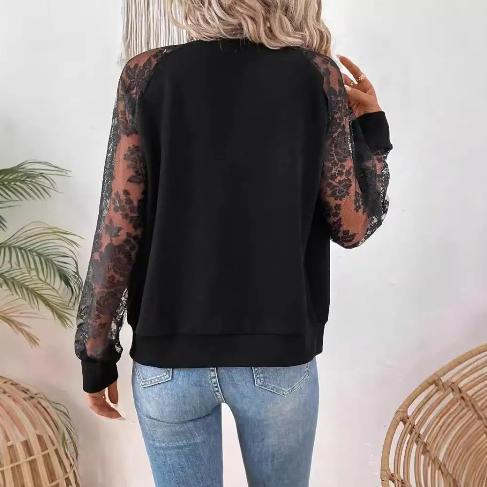 Lace-Trim Casual Outerwear Jacket