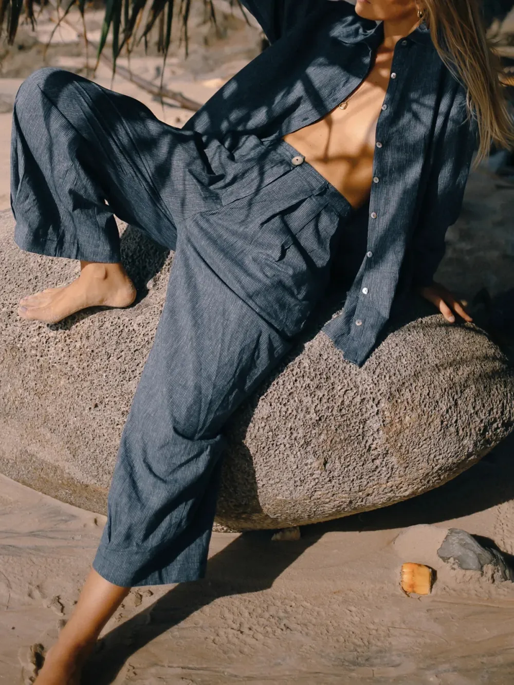 Casual Style Pant Navy Pinstripe Navy