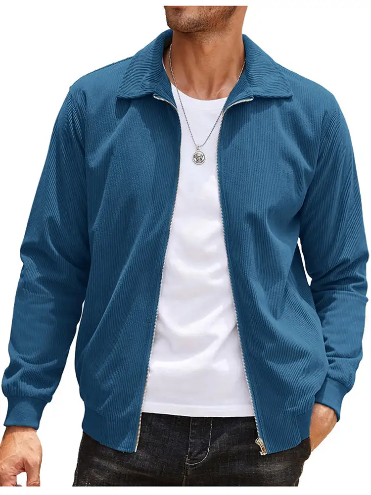 Casual Zip Up Corduroy Bomber Jacket