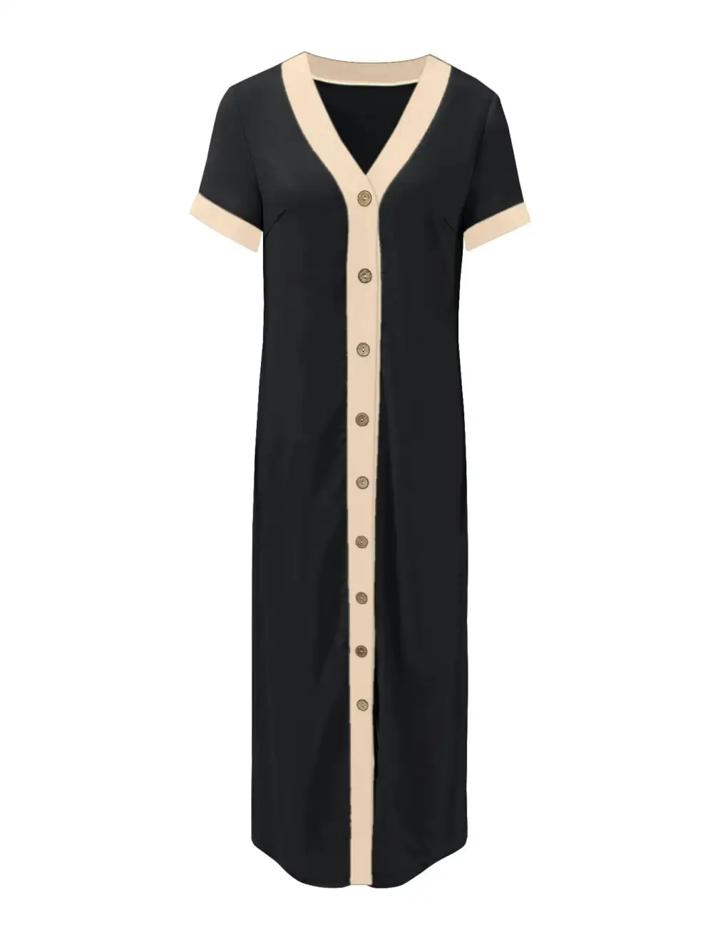 Smooth Finish Button Front Midi Dress
