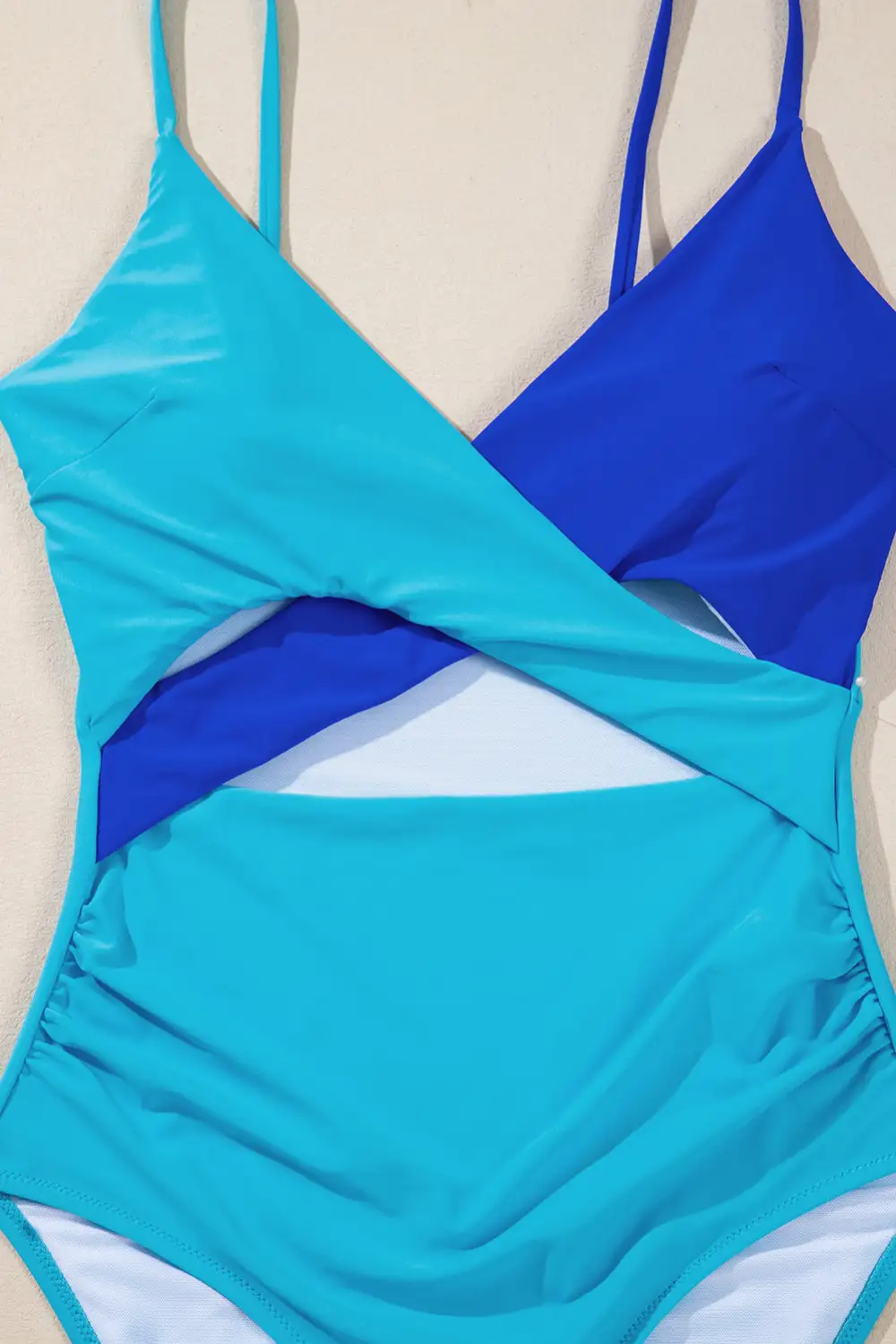 Crossover Blocked Pattern Panel Detail One Swimsuit