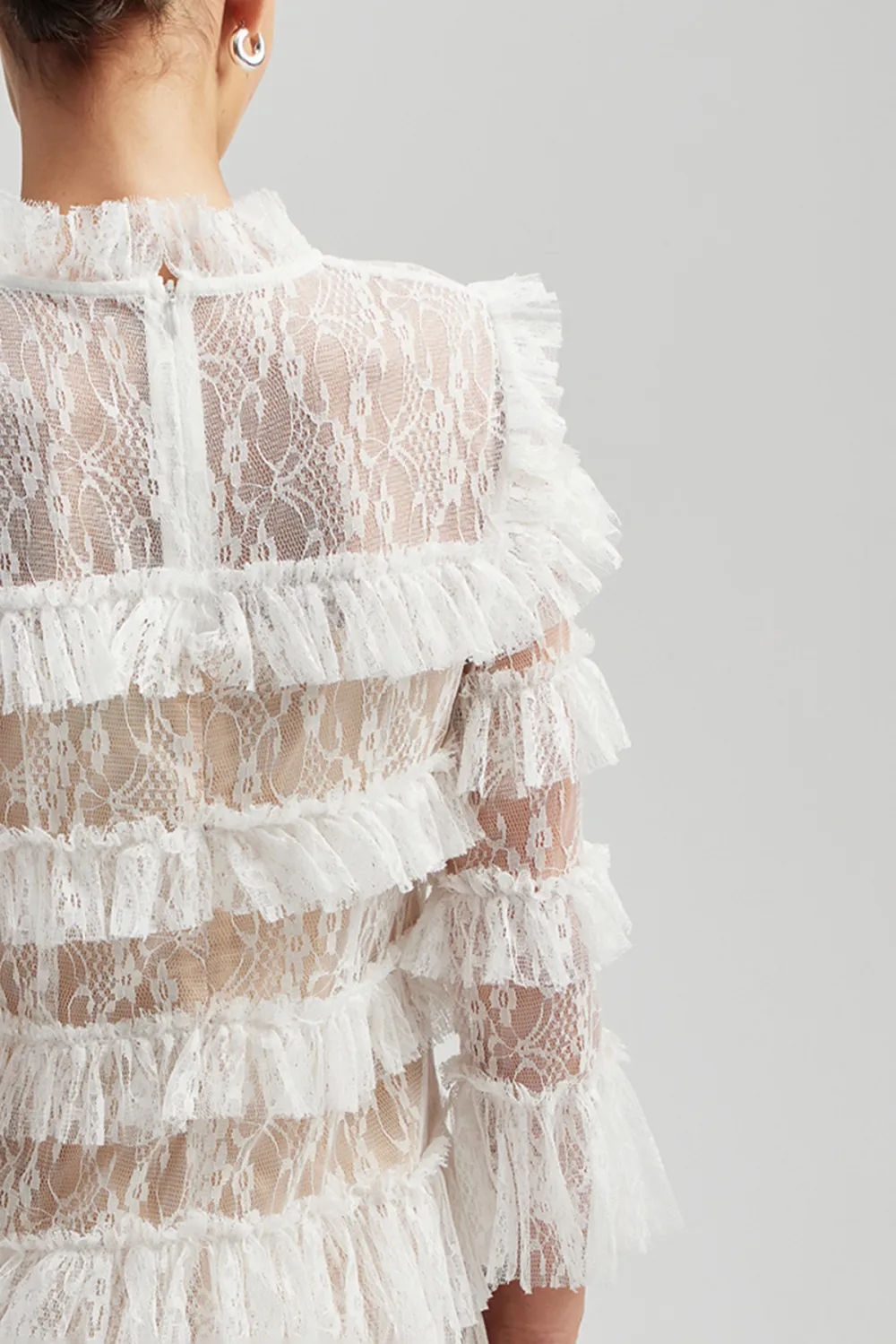 Tiered Fringe Lace Mini Dress