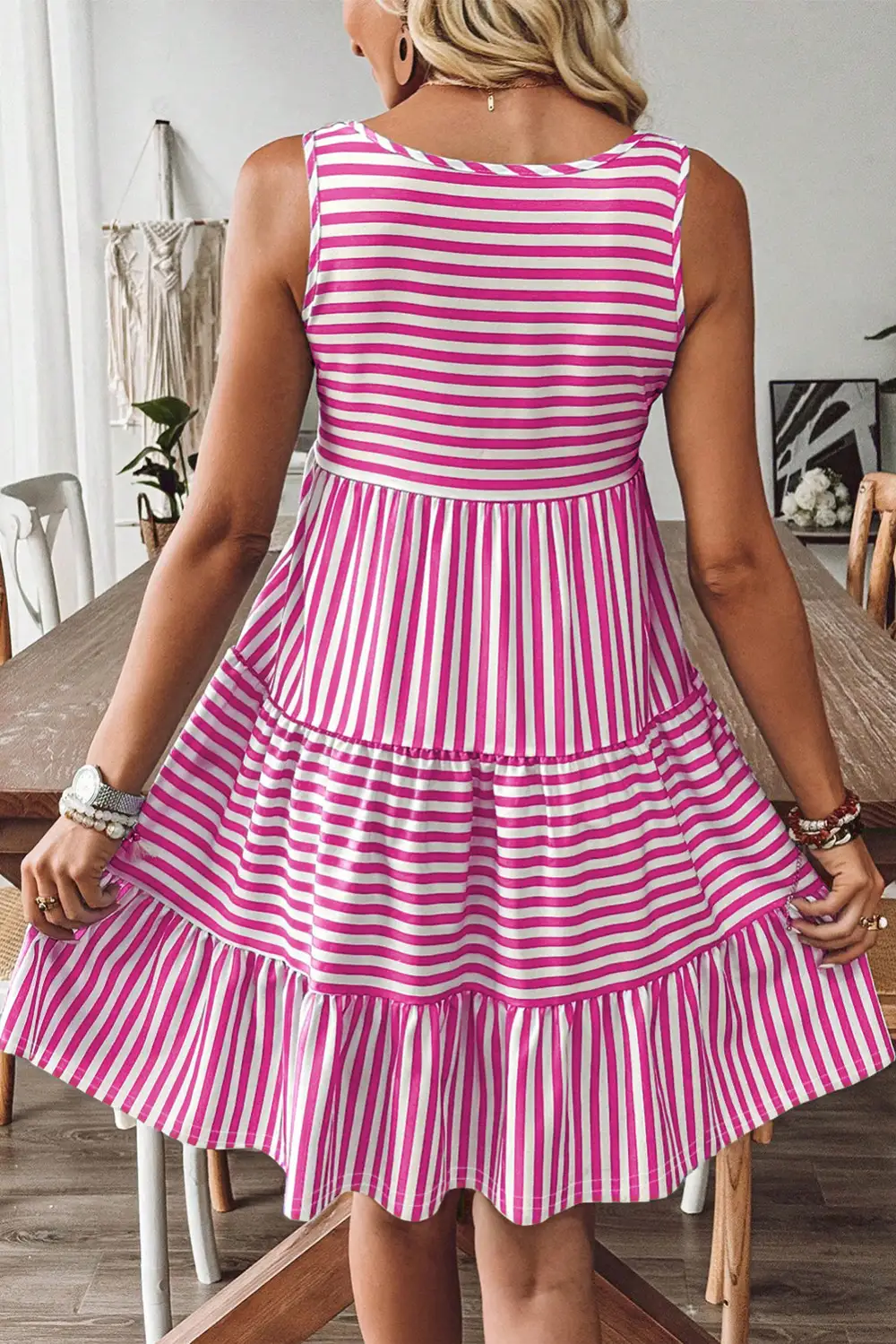U Neck Sleeveless Loose Fit Mini Dress
