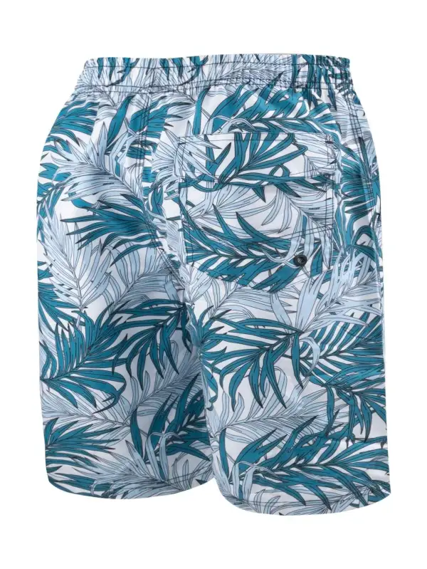 Men's Elastic Tropical Print Swim Trunks