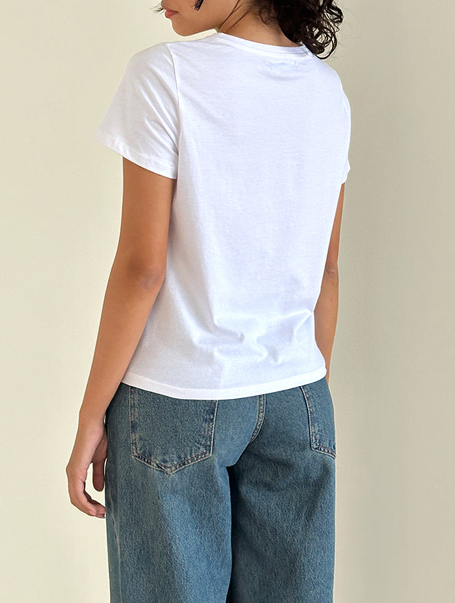 Kitty Print White Tee