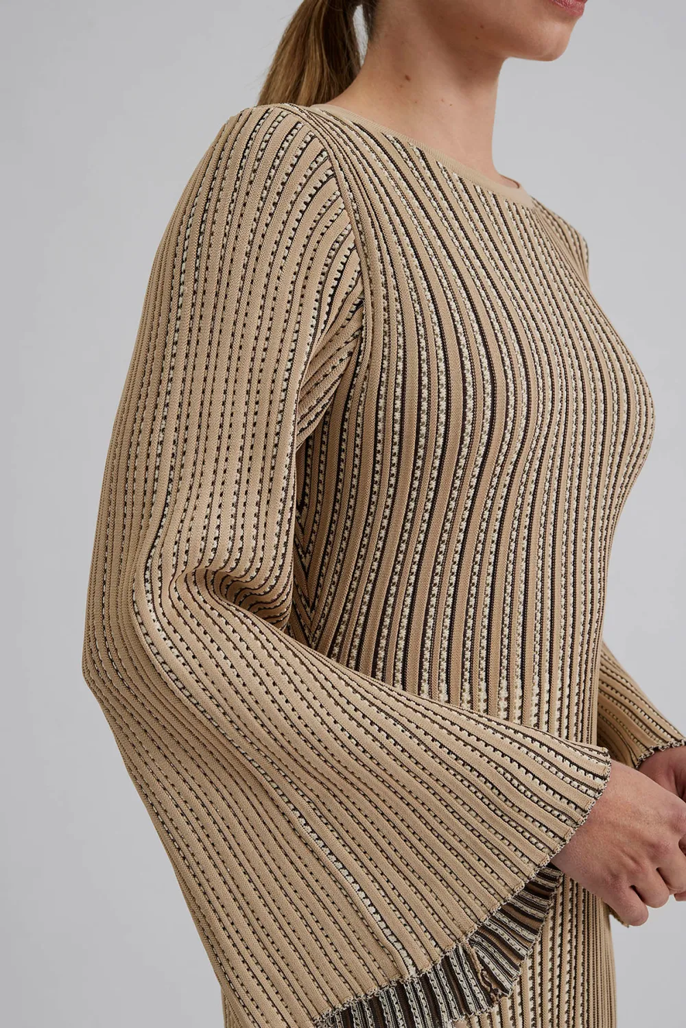 Ribbed Knit Flared Midi Dress