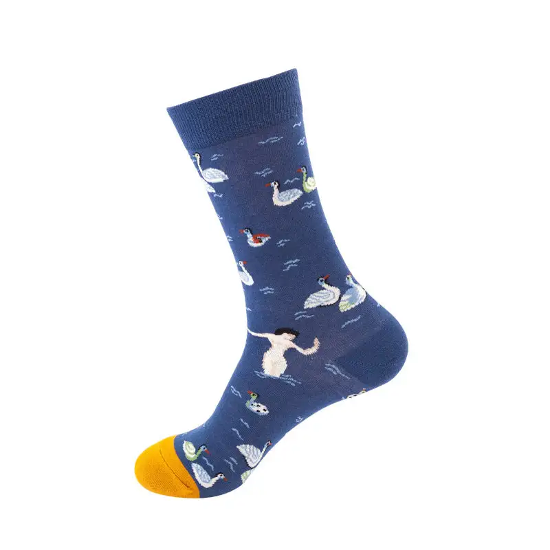 Swan Pattern Casual Socks