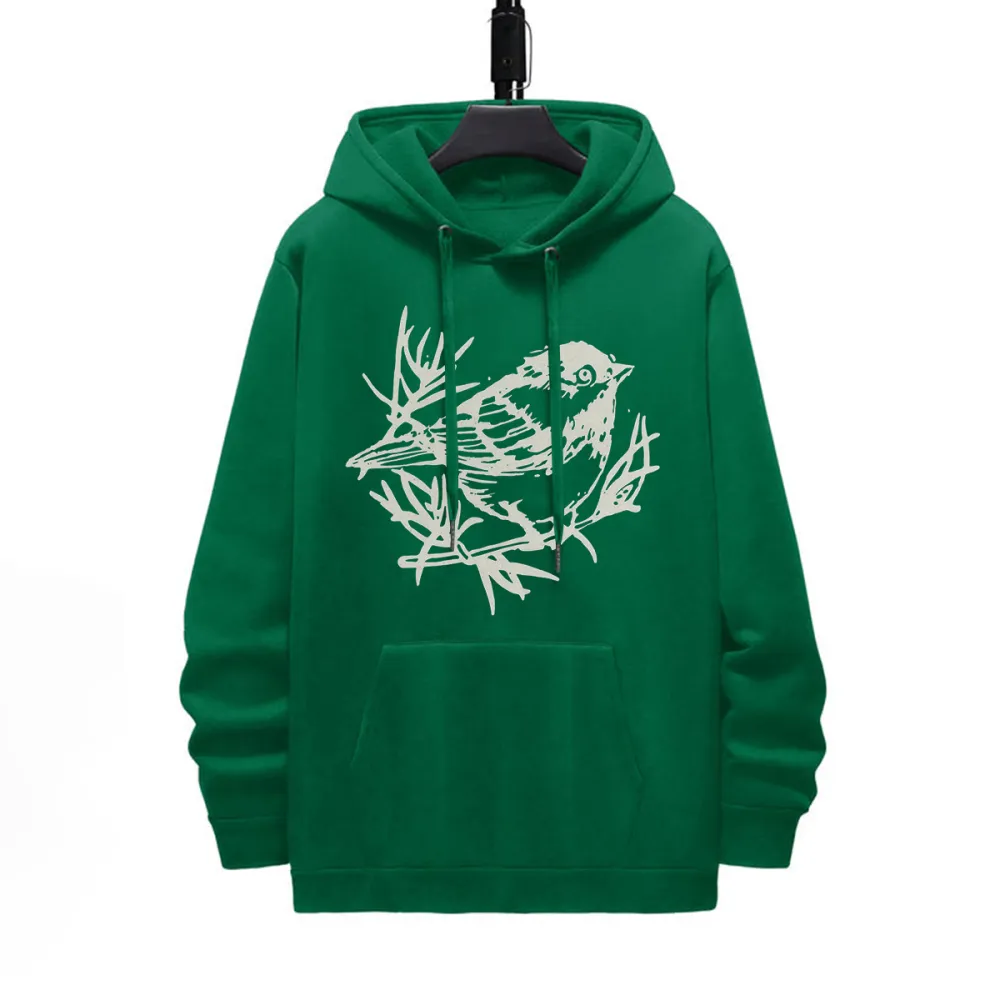 Cute Little Bird Pattern Printed Hoodie