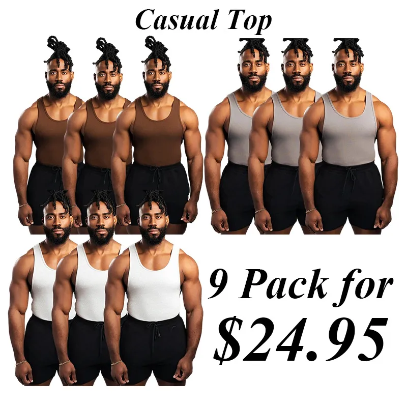 9PACK-Tank Top - Men's Shirt with Classic Design Fitness Wear Athletic Wear