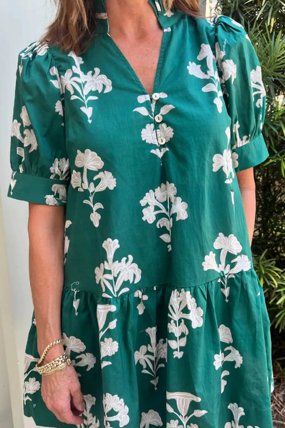 Floral V Neck Ruffle Mini Dress