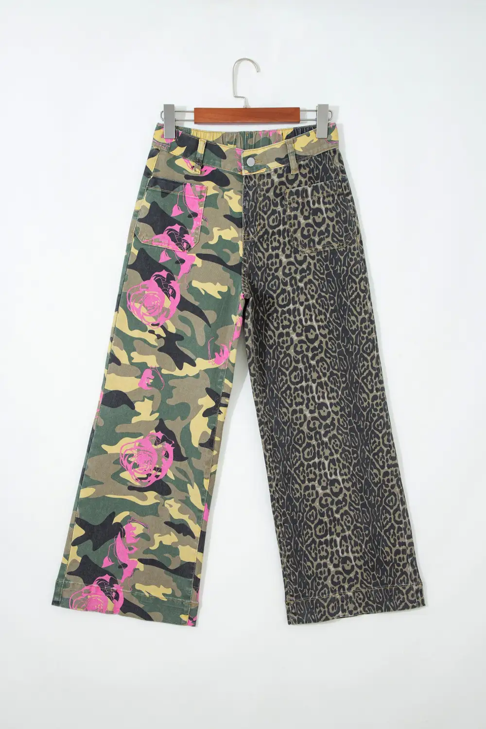 Straight Leg Leopard Print Multicolour Abstract Jeans