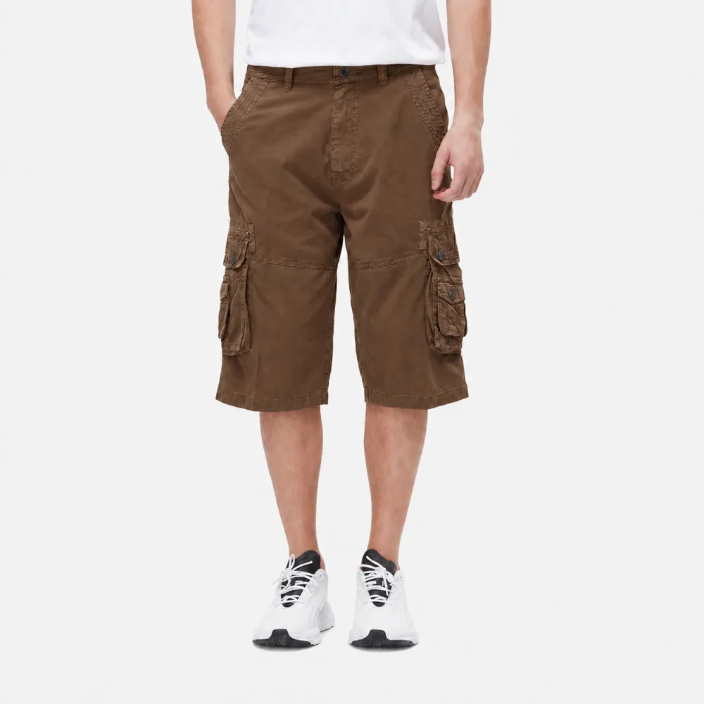 Men's Washed Twill 7-Length Multi-Pocket Cargo Capri Pants