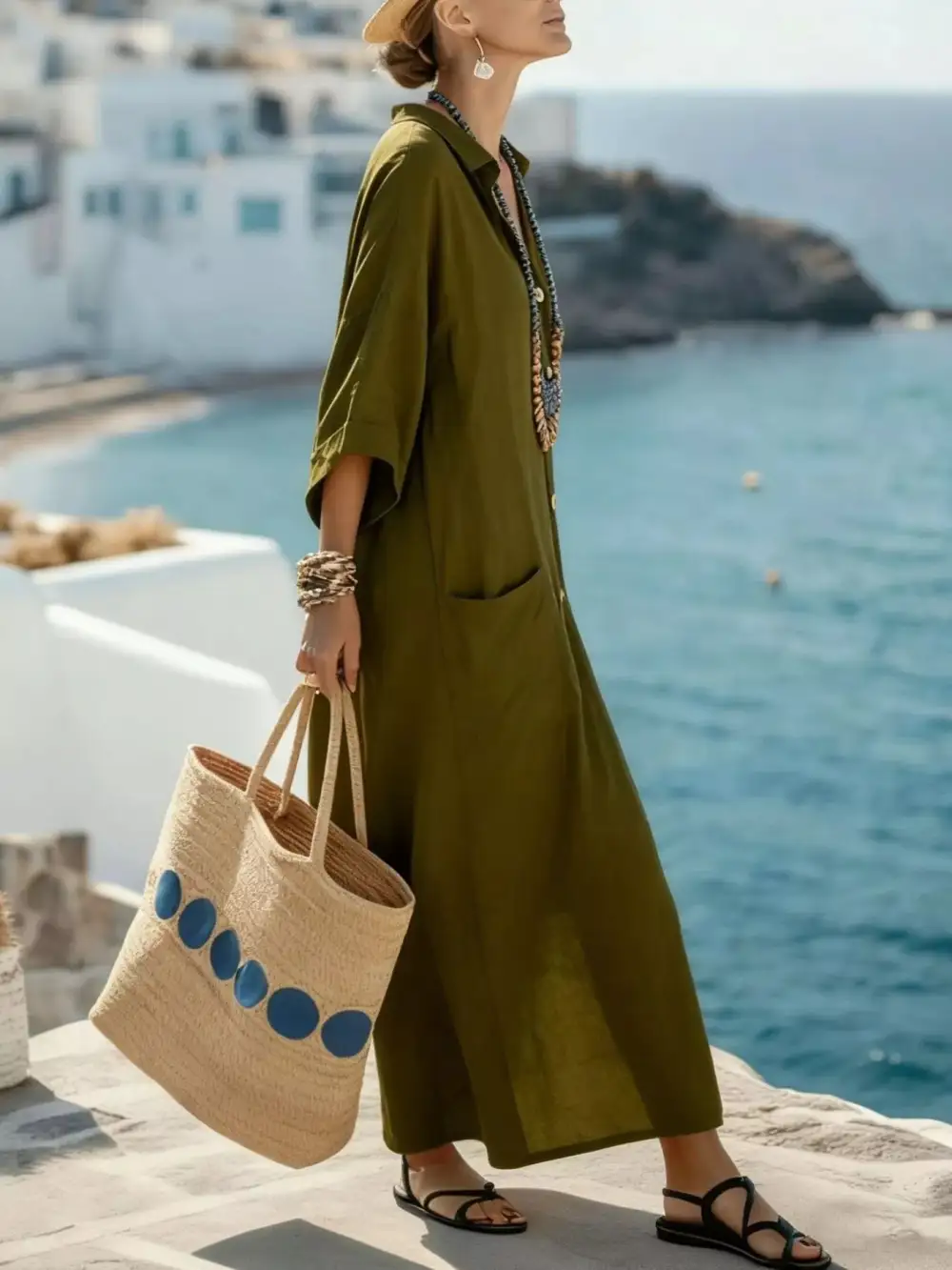 Button Front Maxi Dress