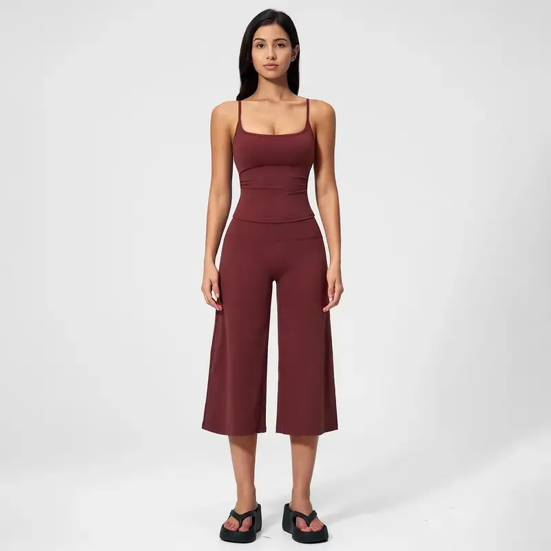 Strappy Tank Top and High-Waisted Mid-Length Shorts — Outdoor Running & Sports Set