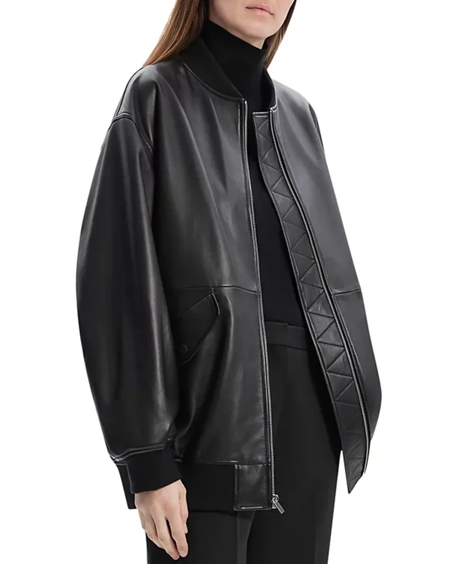 Oversized Leather Flight Jacket
