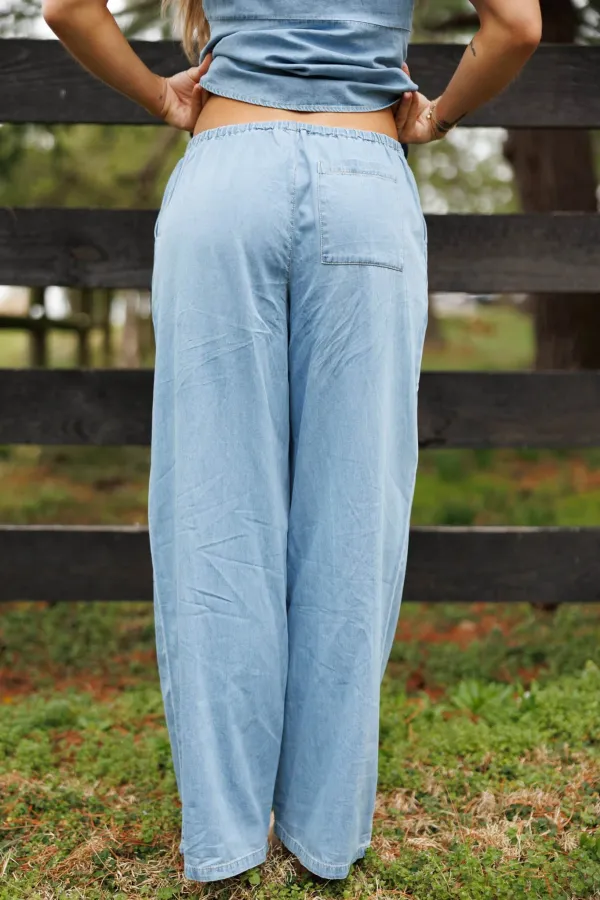 Low-Waist Wide-Leg Denim Pants