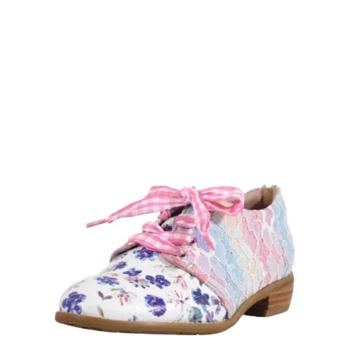 Floral Lace Tie Up Loafers