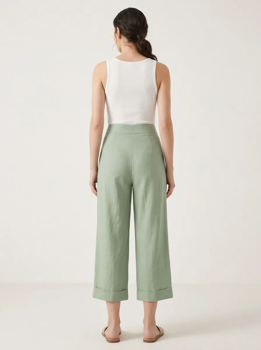 Comfort Buckle Detail Utility Look Women's Cropped Pants
