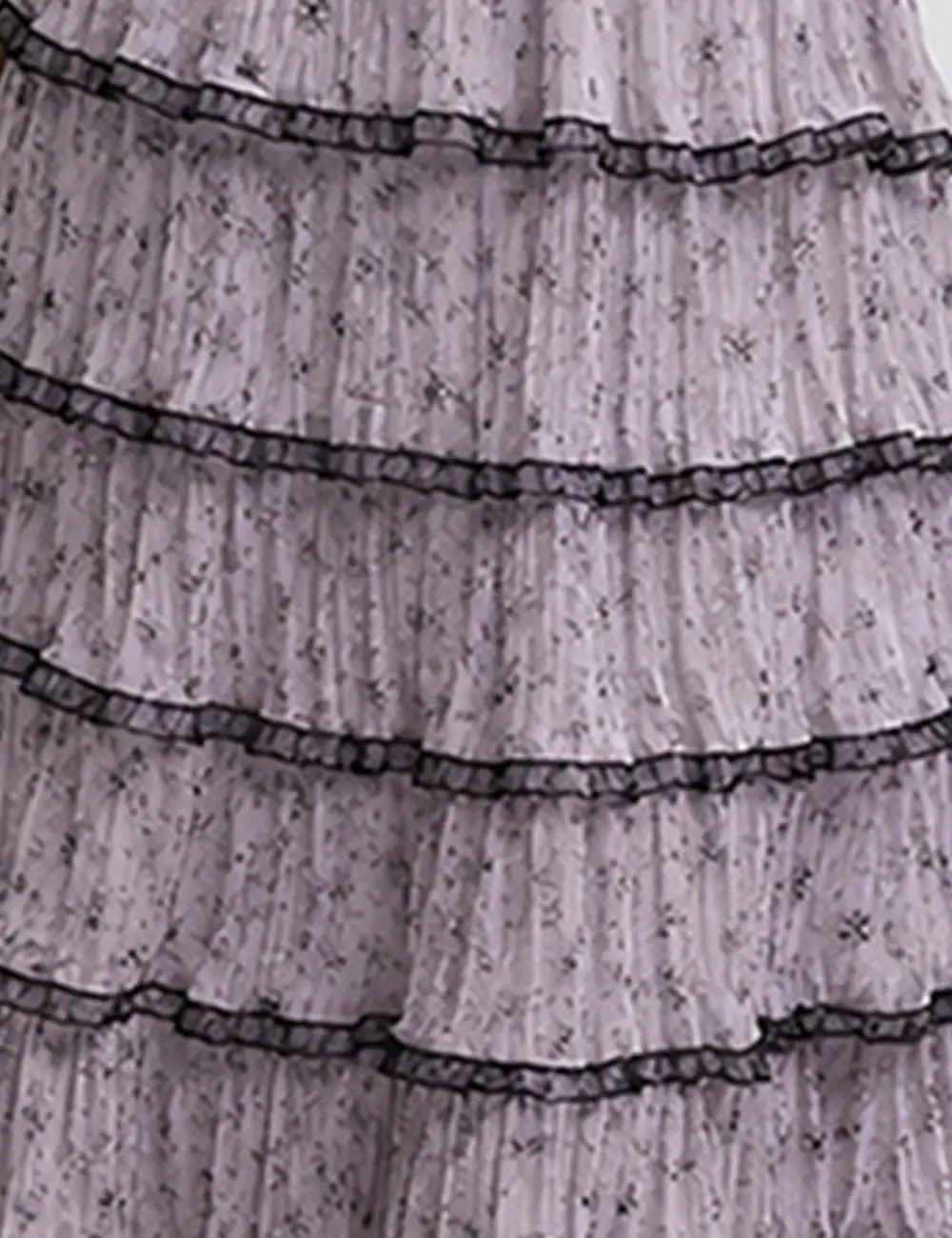 Color Block Tiered Ruffle Hem Mesh Maxi Skirt