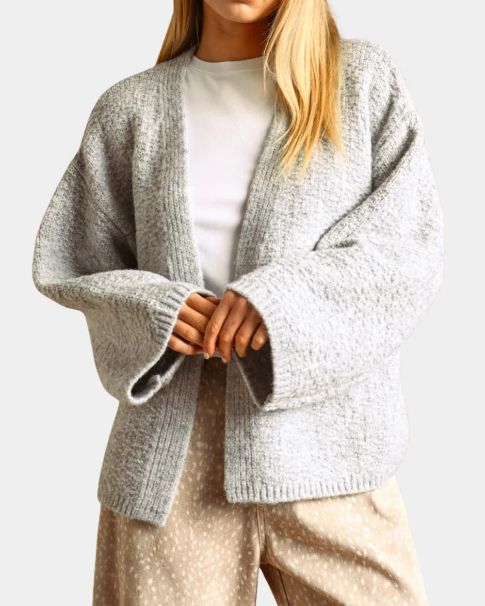 Textured Open Front Cardigan
