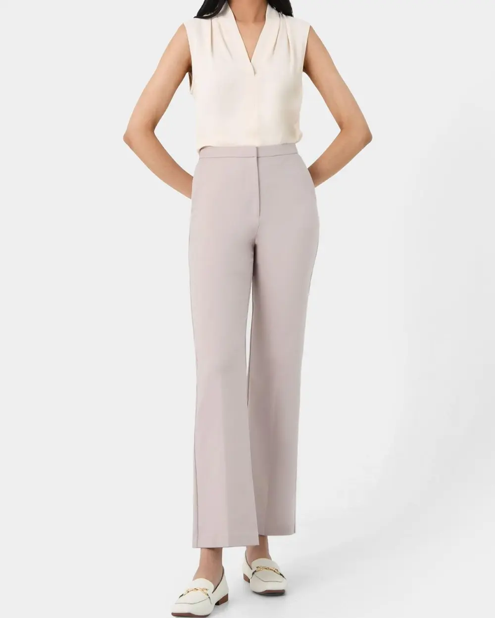 Straight Leg Silhouette Pants -Grey