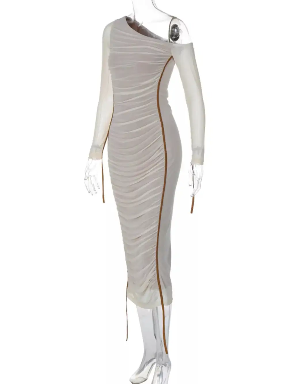 One-Shoulder Ruched Bodycon Midi Dress