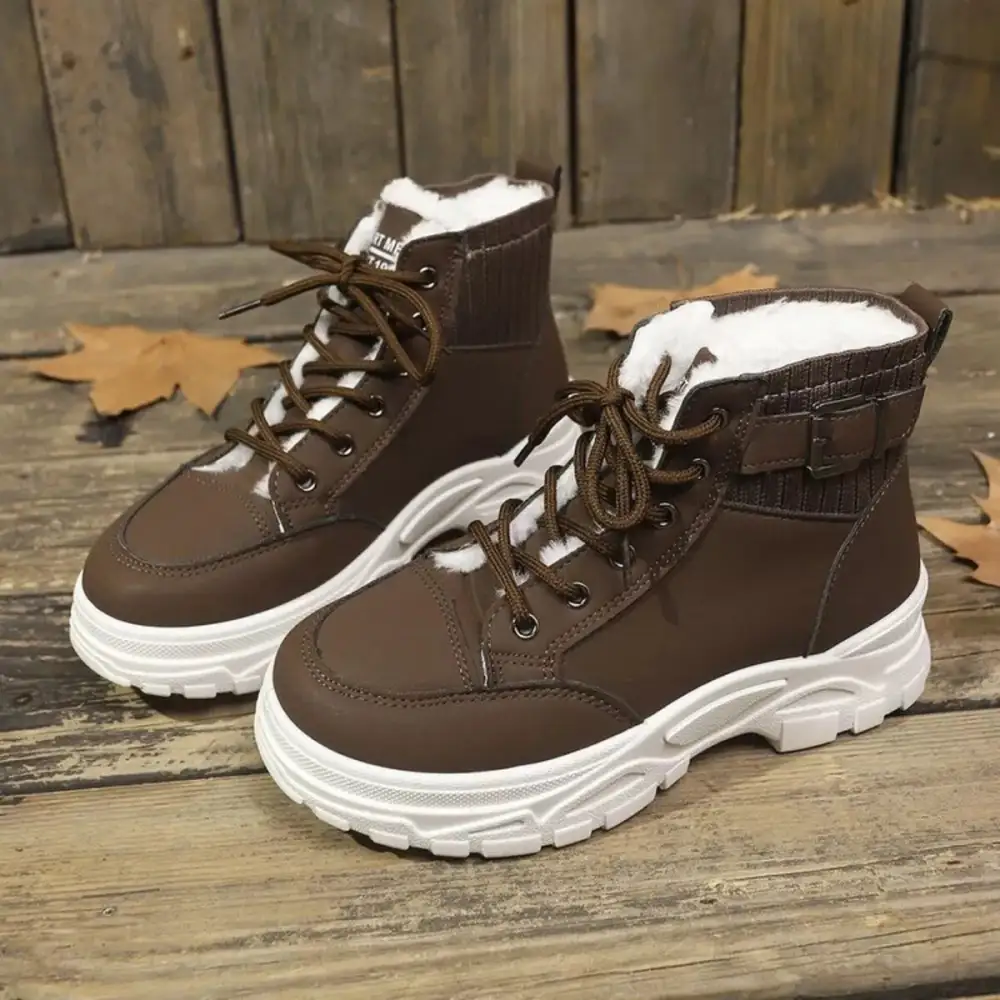 Plush Lining Lace Up Boots