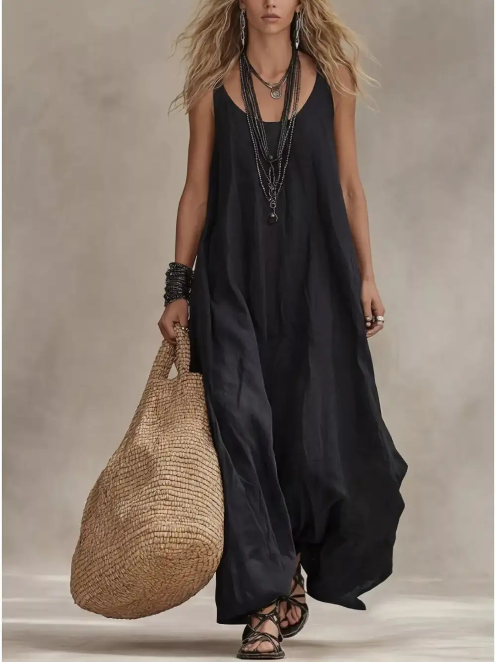 Scoop Neck Sleeveless Maxi Dress