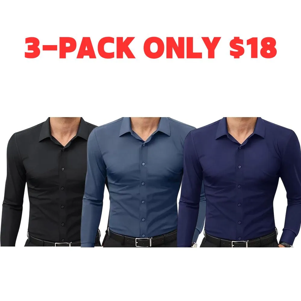Men‘s Dress Shirts 16-Way Stretch Slim Fit Long Sleeve Button Down Shirts Wrinkle Free Traveler Shirts