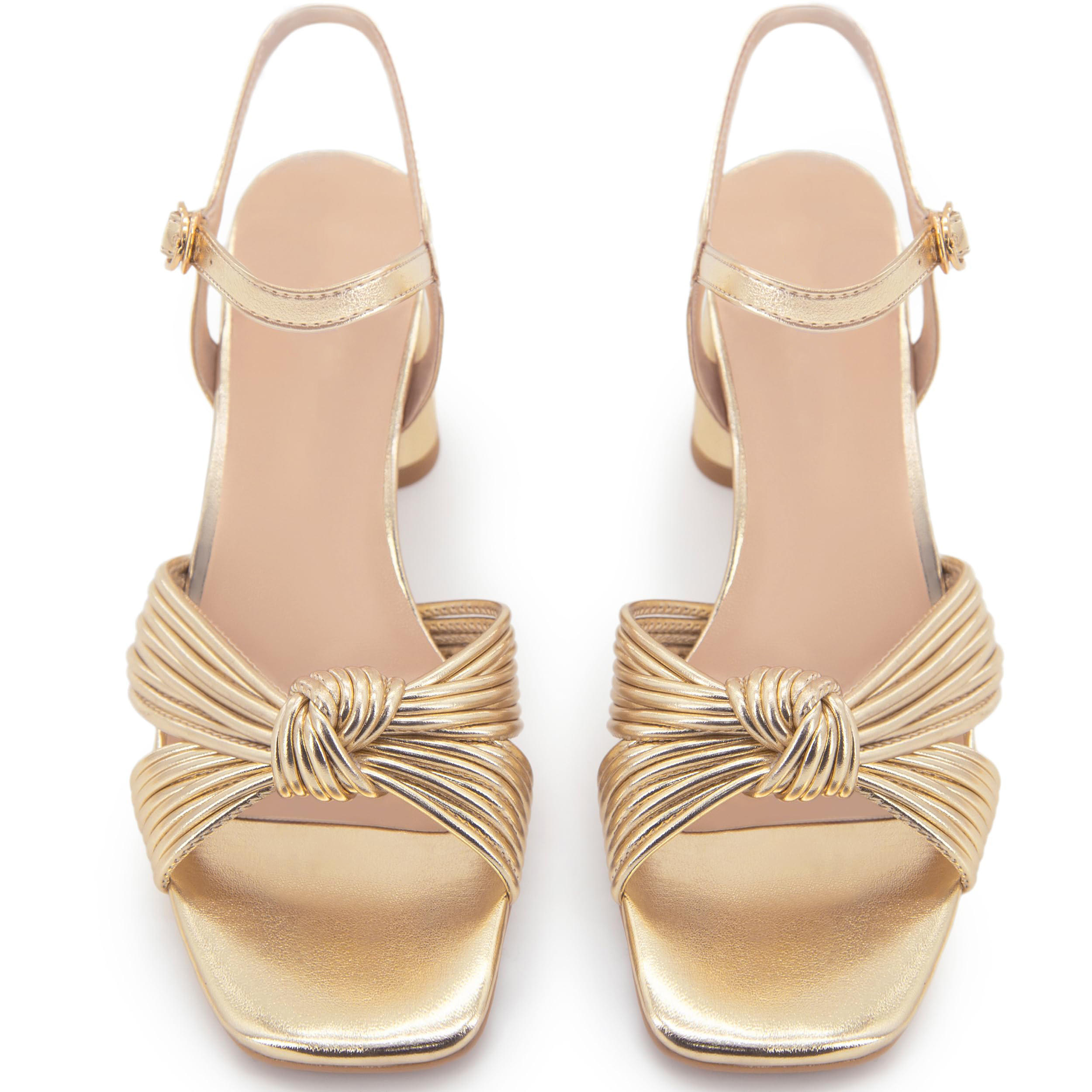 Valeria Metallic Braided Chunky Heels