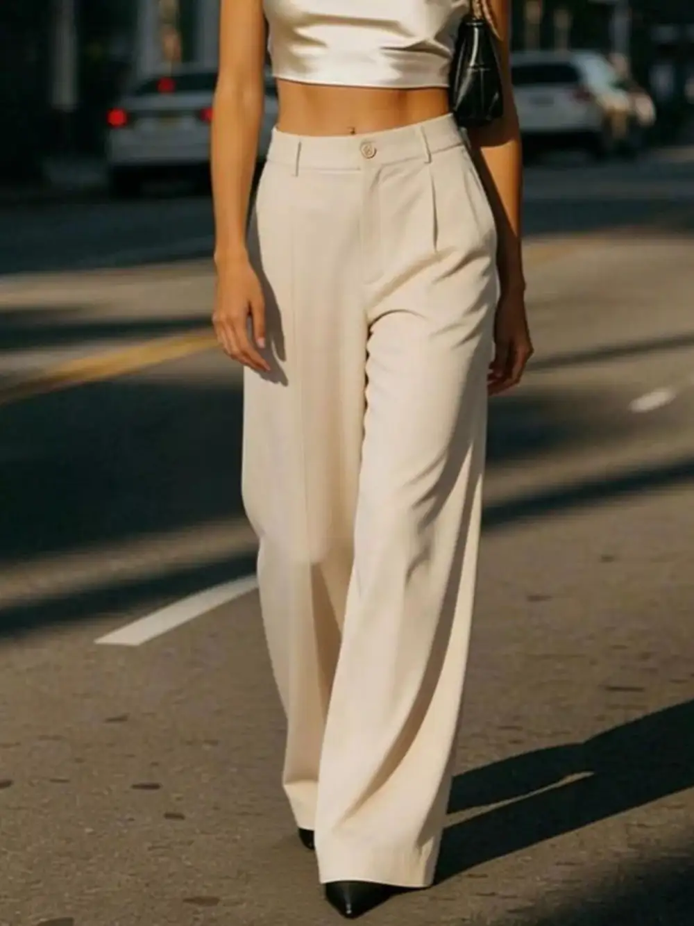 High Waist Wide Leg Pleated Pants
