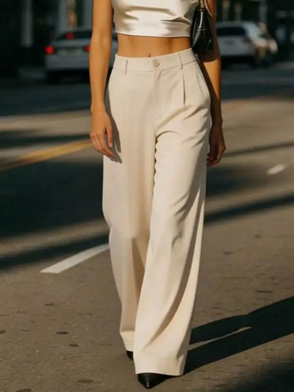 High Waist Wide Leg Pleated Pants