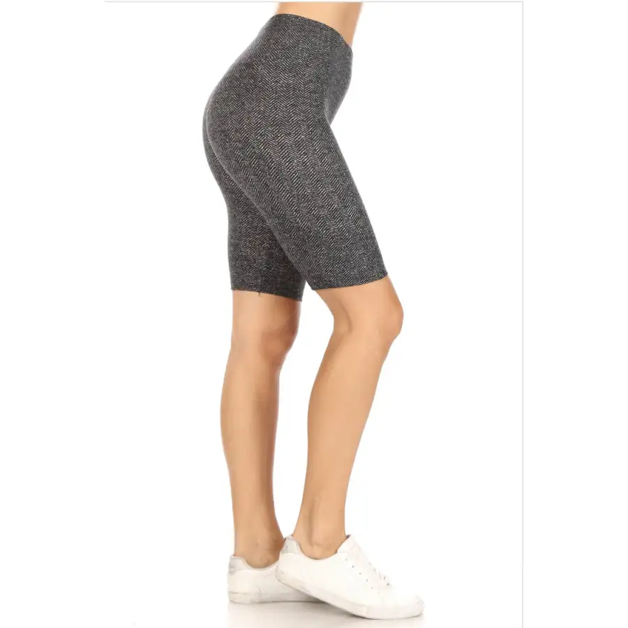 Buttery Soft Fun Print Bike Shorts - Herringbone