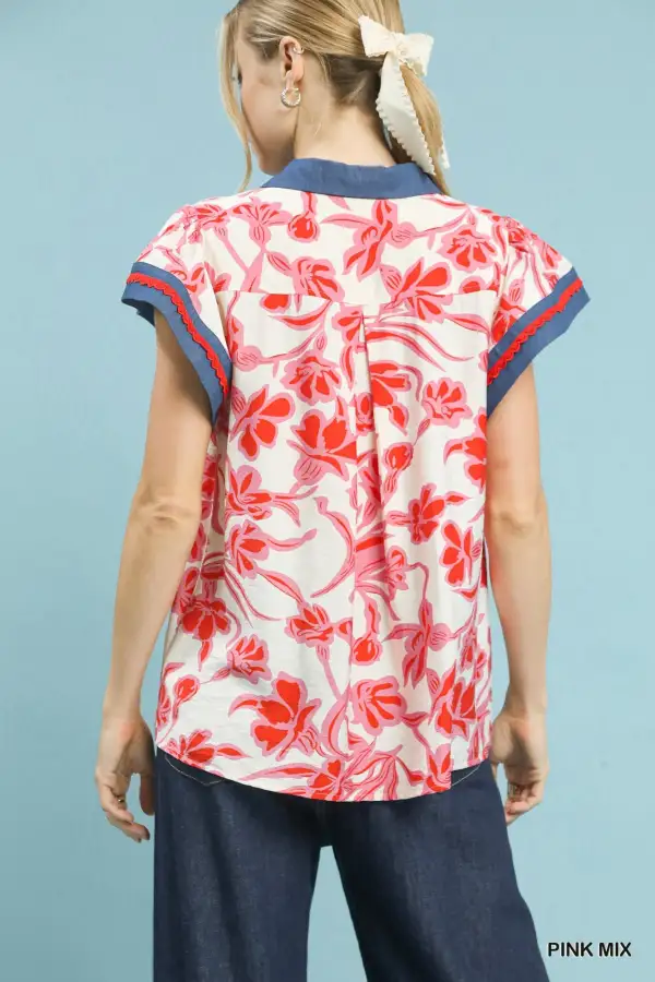 Floral Split Neck Top
