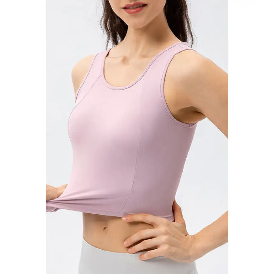 Wide-Strap Round-Neck Active Tank Top
