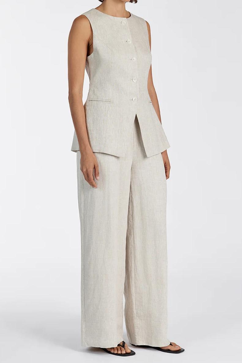 NATURAL LINEN WAIST PANT