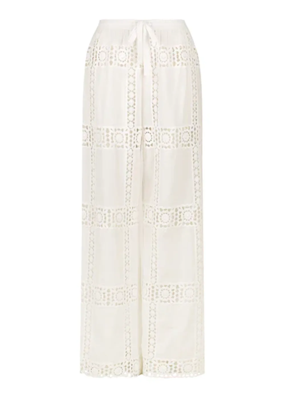 EYELET WIDE LEG PANTS