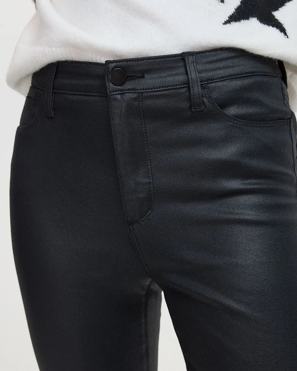 Skinny-Leg High-Rise Coated Pants  Signature