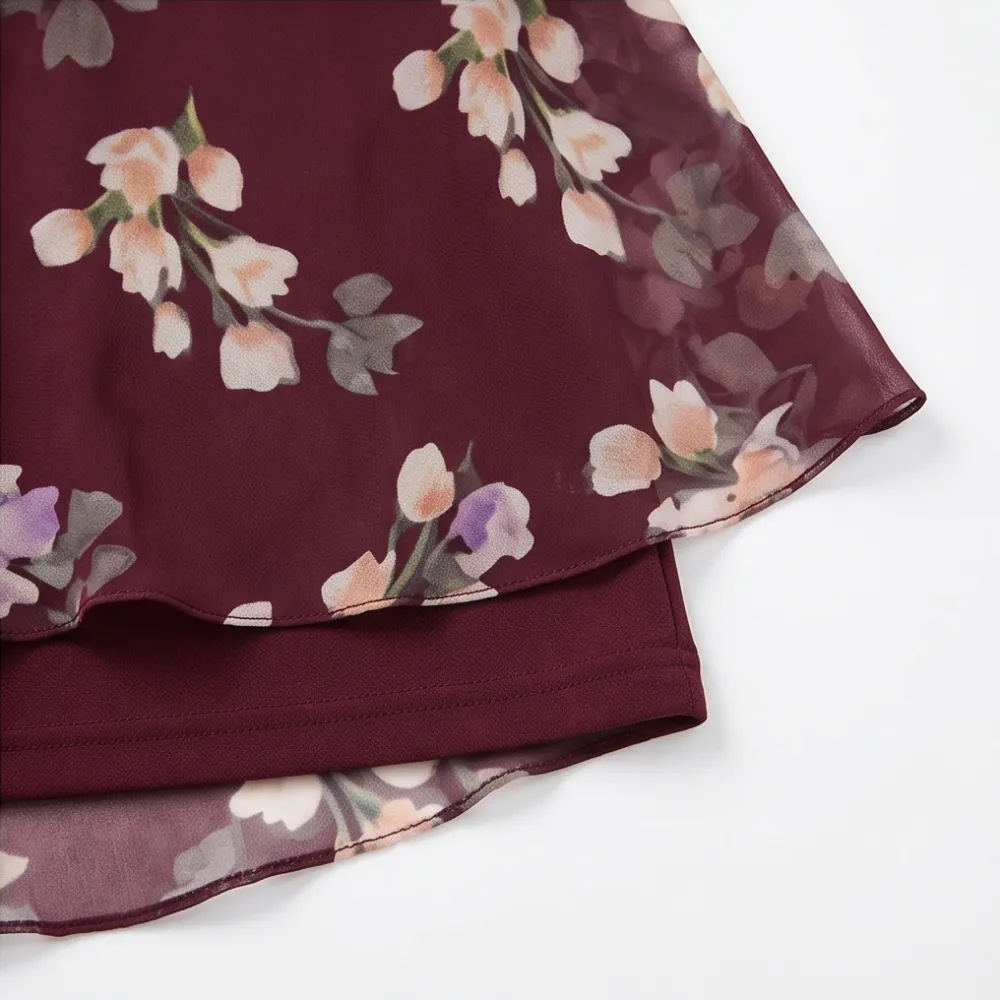 Floral Polished Overlay Midi Dress