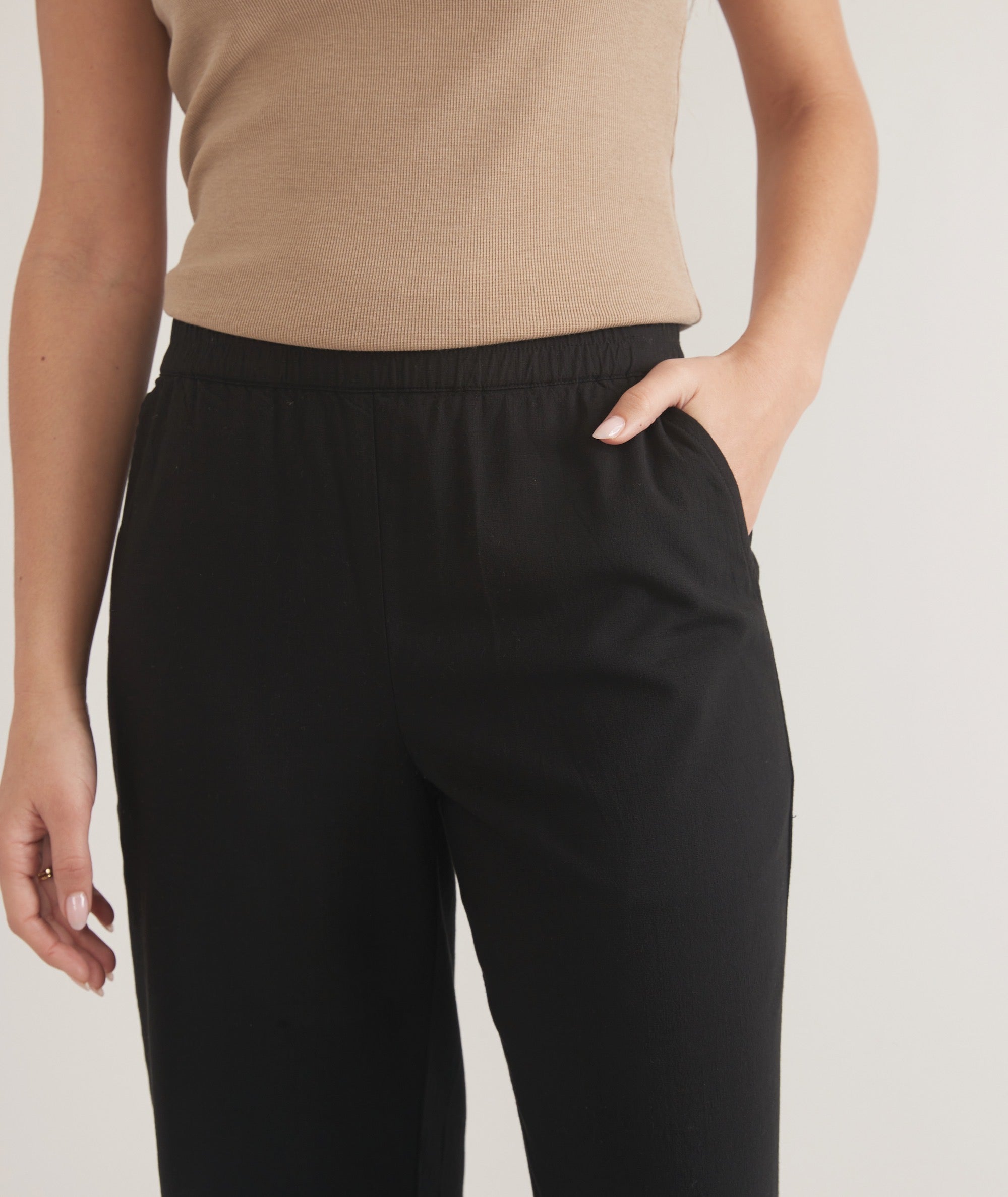 Black Linen Wide-Leg Trousers